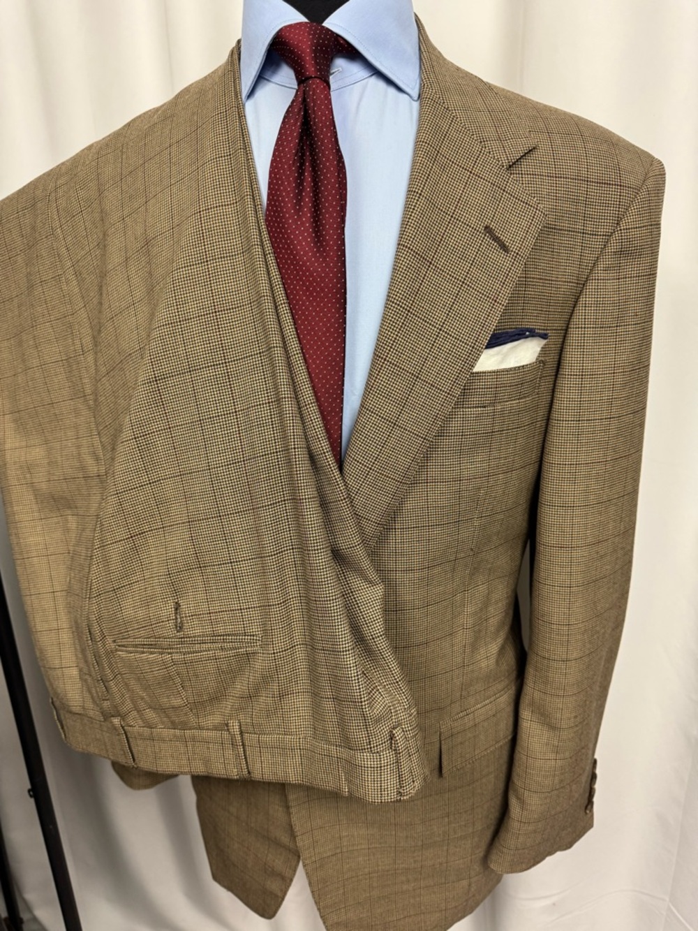 Vintage 90s Polo Ralph Lauren Houndstooth Windowpane Suit – Fits 42–44L